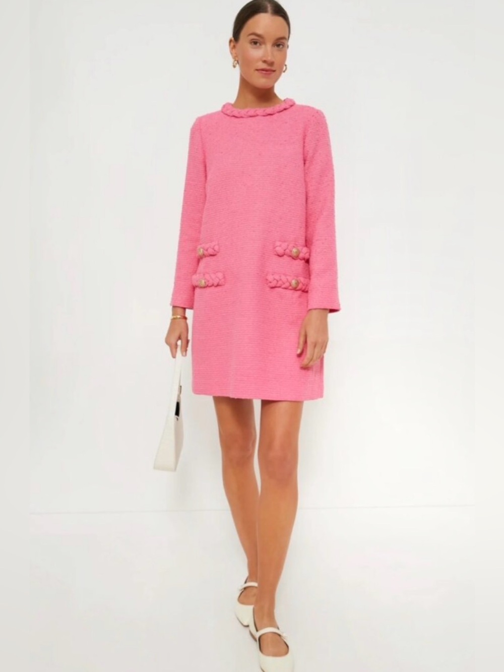 Tuckernuck Hot Pink Tweed Long Sleeve Jackie Dress NWT